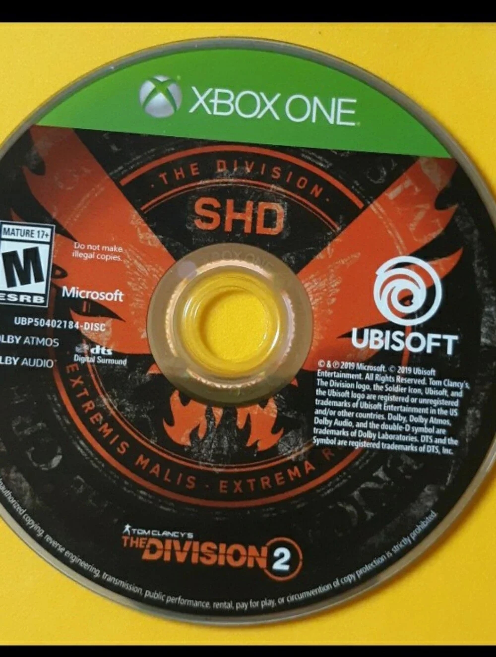 Microsoft Xbox One The Division 2 Game Disc - Black, Orange, Green